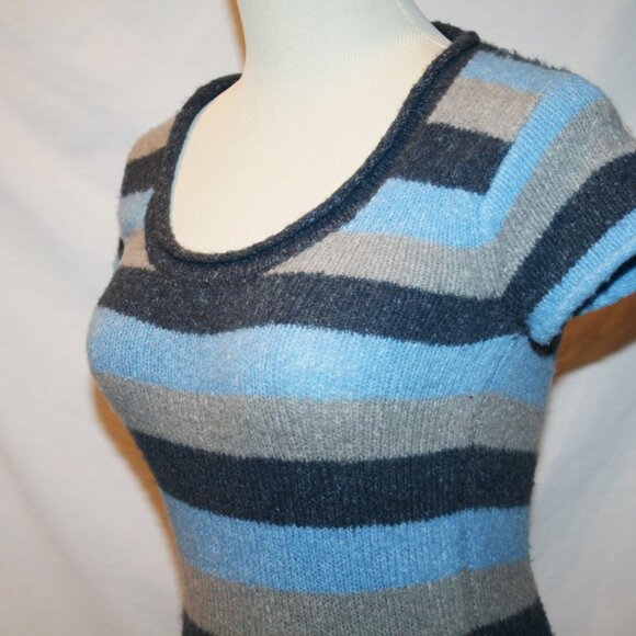 BCBG MaxAzria Blue Gray Striped Wool Blend Sweater Top XS - Picture 4 of 7